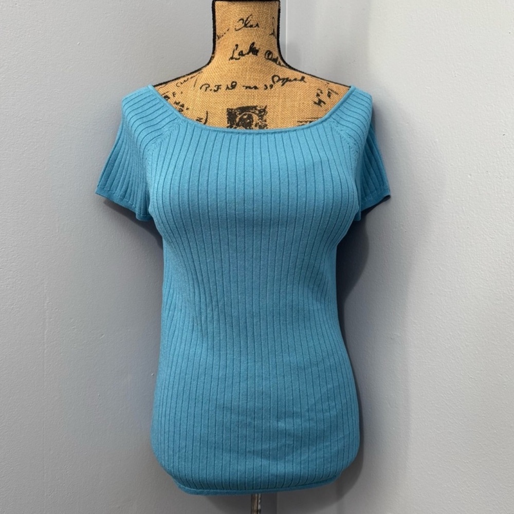 Ann Taylor Wide Neck Ribbed Sweater Tee